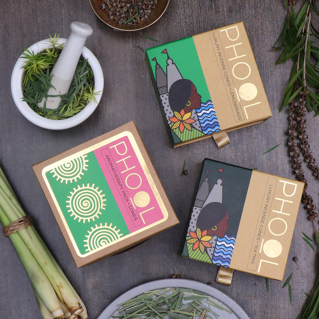 Phool Aromatherapy Pack - Natural Incense Cones (Tea Tree & Lemongrass)