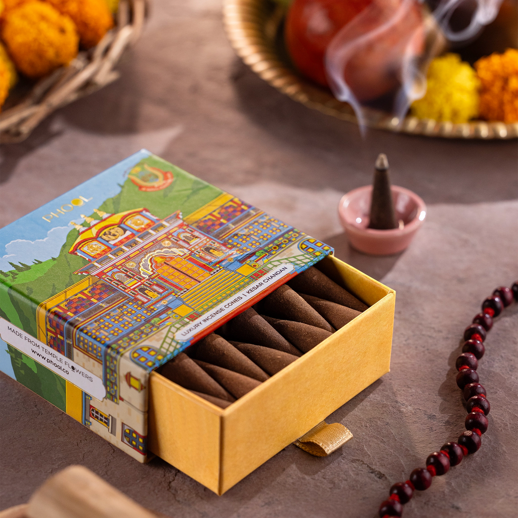 Kesar Phool Phool Badrinath Kesar Chandan Incense Cones – PHOOL