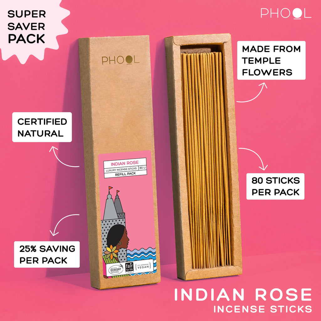 Phool Box Phool Natural Incense Sticks Refill pack - Indian Rose – PHOOL