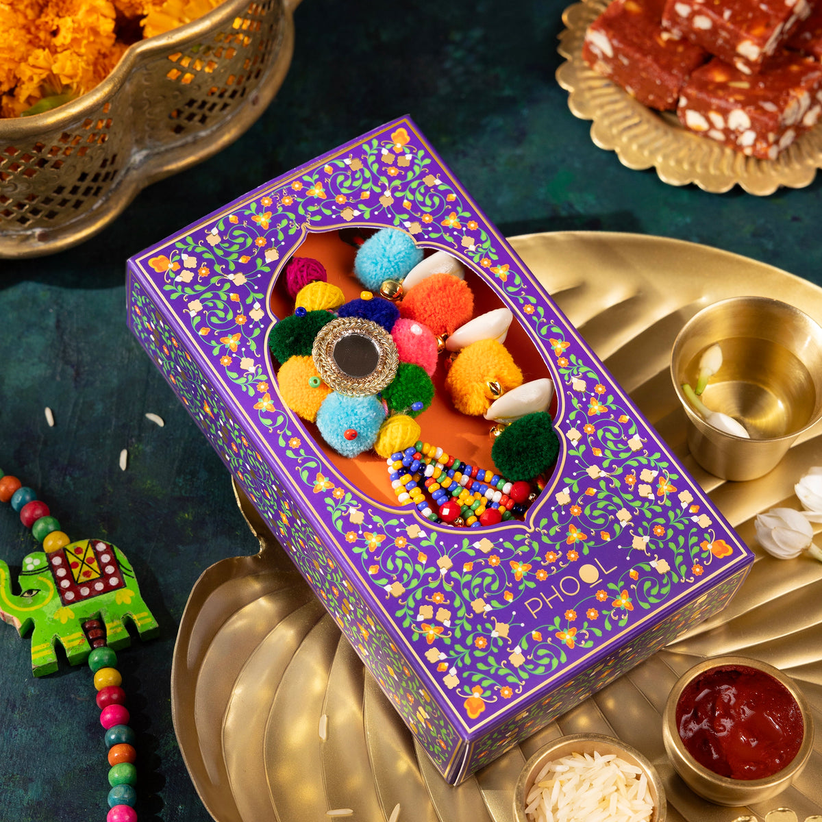 Phool Abundant Energy Bhaiya Bhabhi Rakhi Set