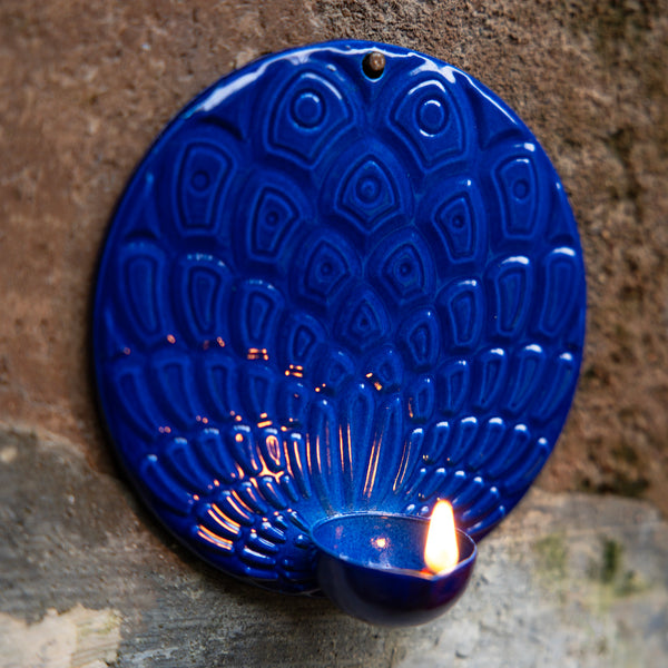 Phool Morpankh Wall Hanging Diya Holder