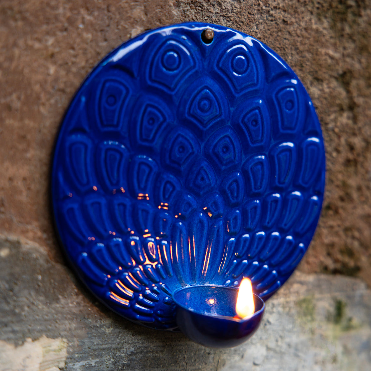 Phool Morpankh Wall Hanging Diya Holder