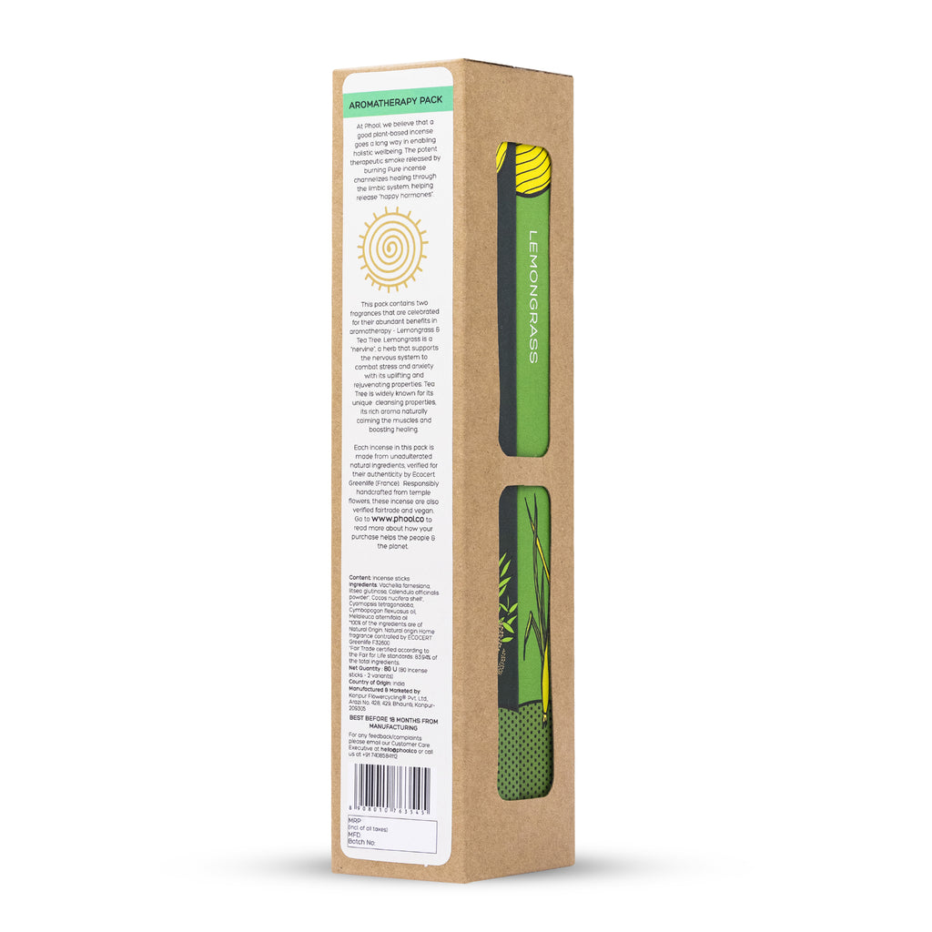 Phool Aromatherapy Pack - Natural Incense Sticks (Tea Tree & Lemongrass)