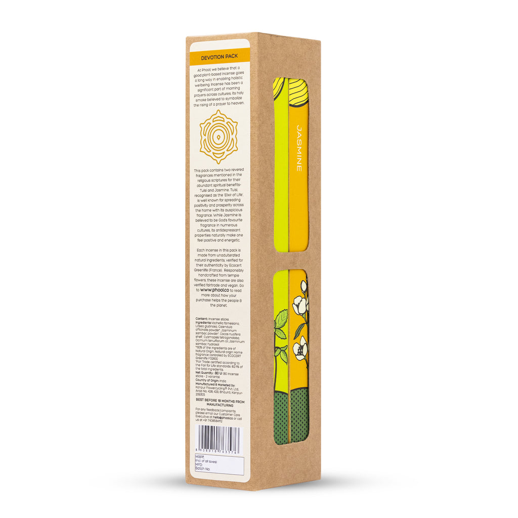 Phool Devotion Pack - Natural Incense Sticks (Tulsi & Jasmine)