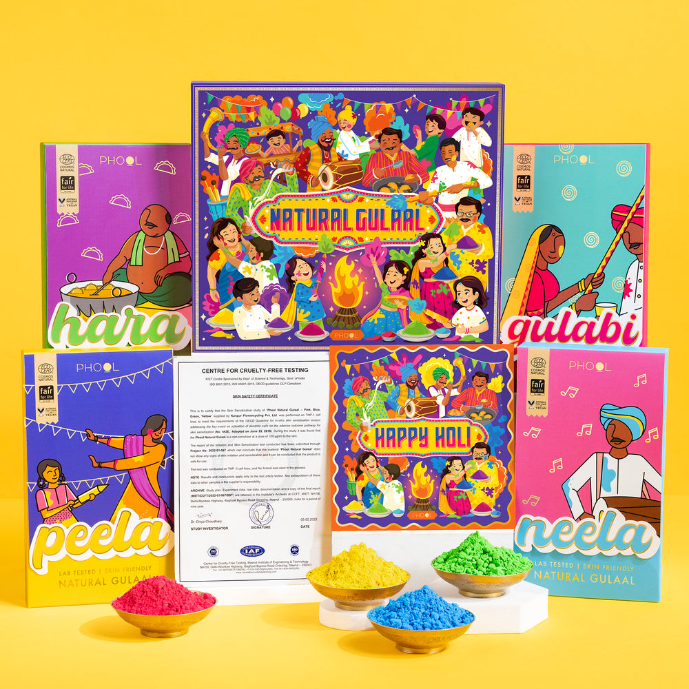 Phool Box Phool Holi Natural Gulaal Box - 4 Gulal Pack