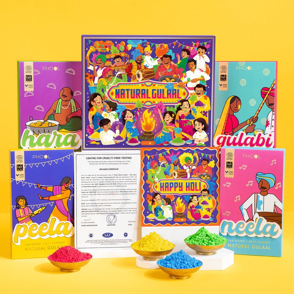 Phool Holi Natural Gulaal Box - 4 Gulal Pack