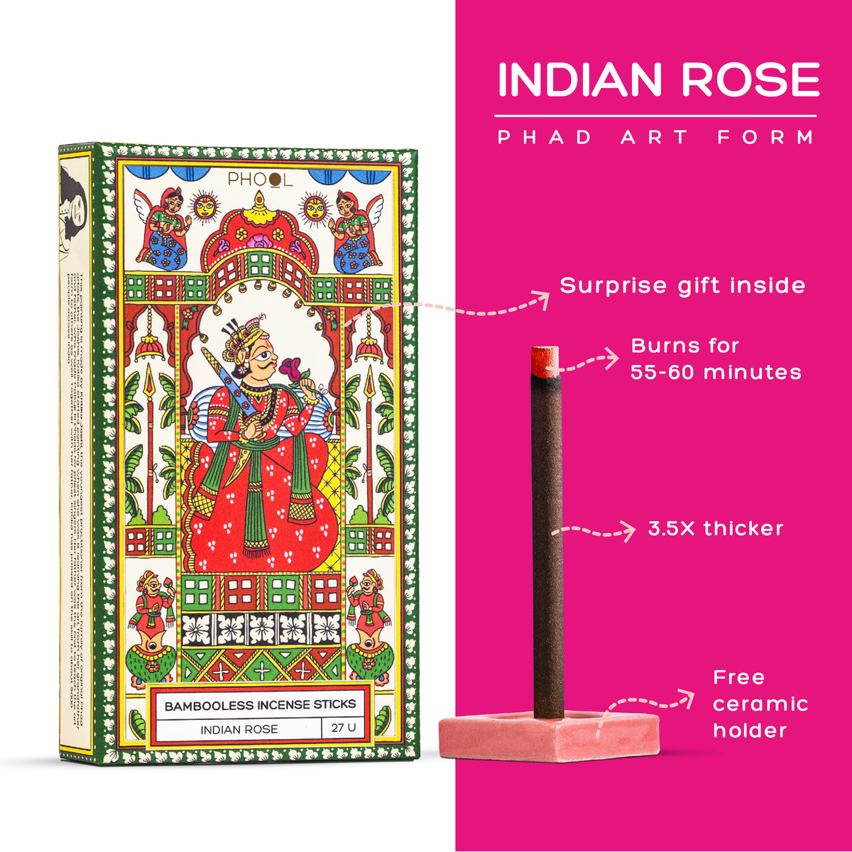 Phool Bambooless Incense Sticks - Indian Rose