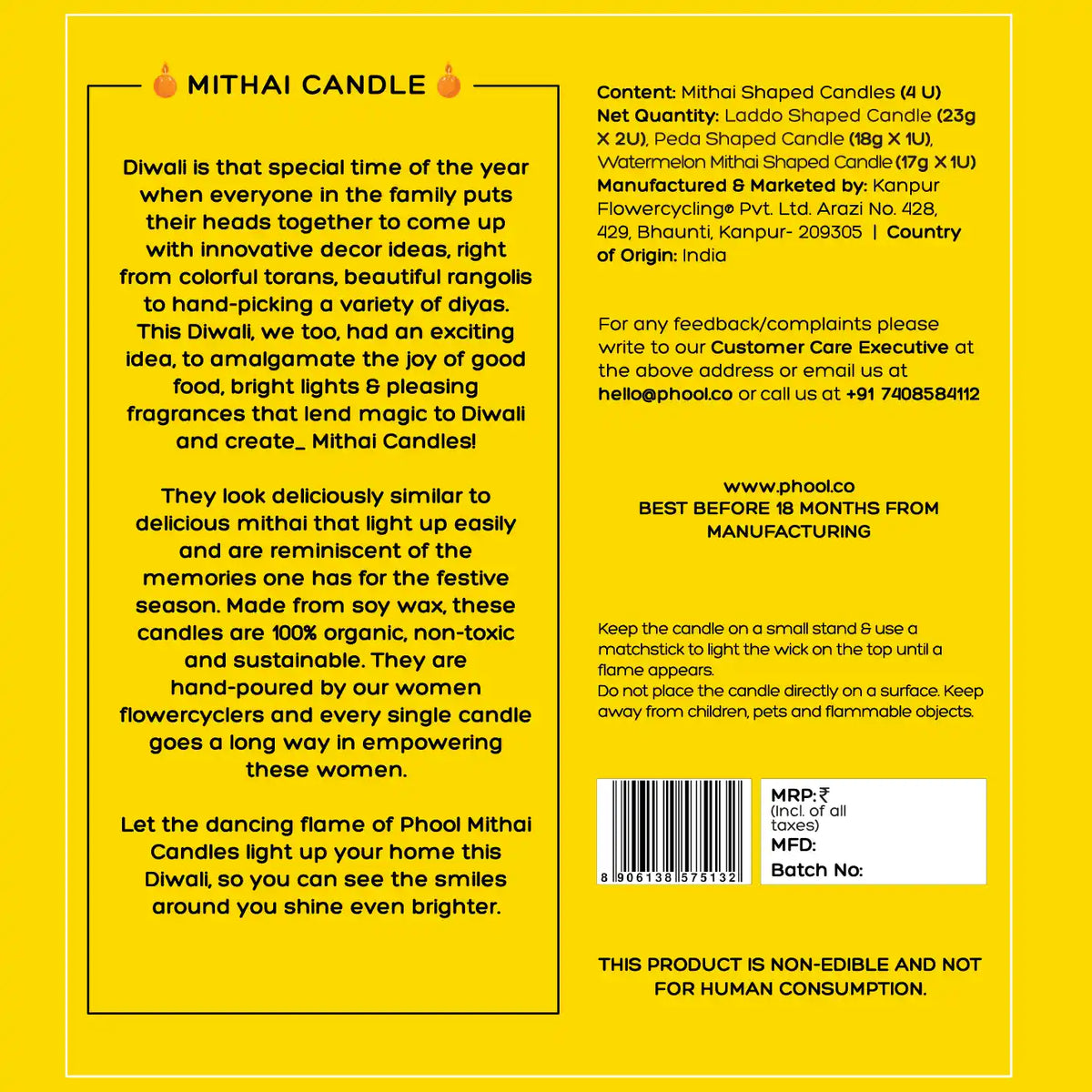 Phool Mithai Candles (Set of 4 Units)