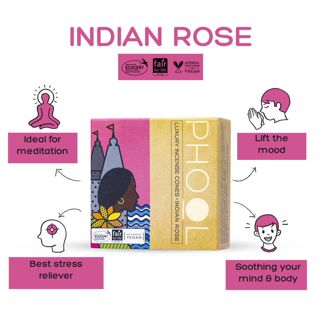 Phool Natural Incense Cones - Indian Rose