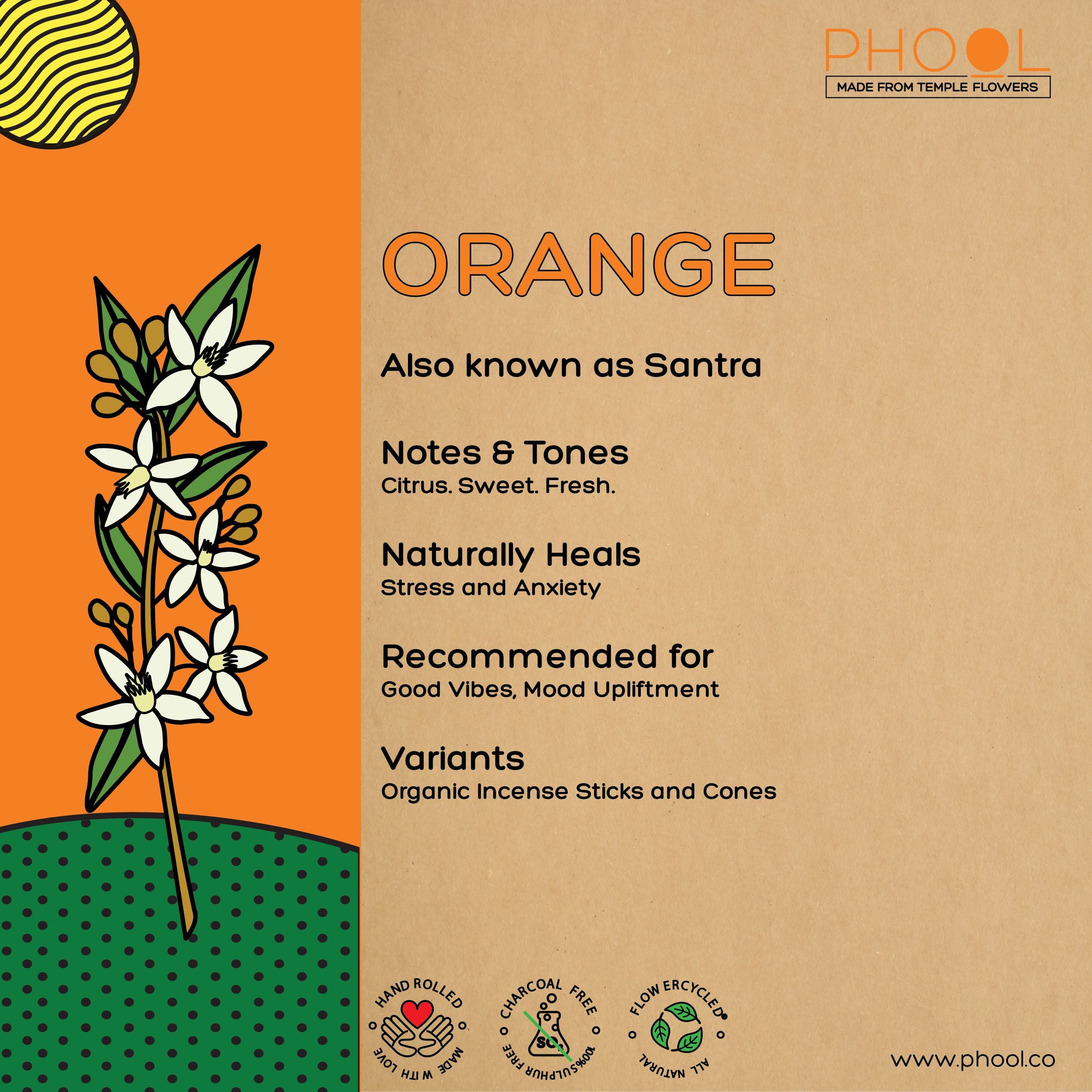 Phool Natural Incense Sticks - Orange Bundle Packs