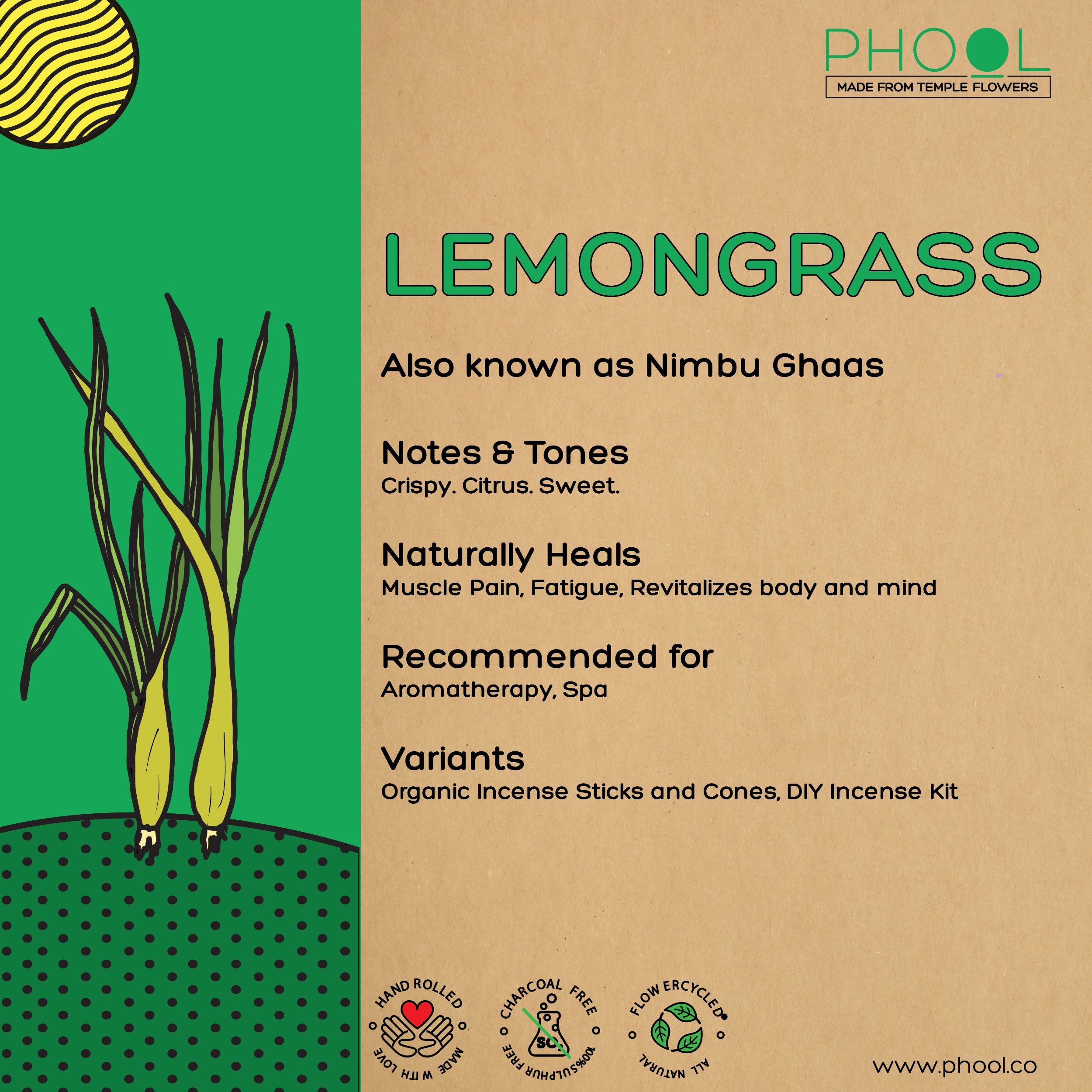 Phool Natural Incense Cones - lemongrass Bundle Packs
